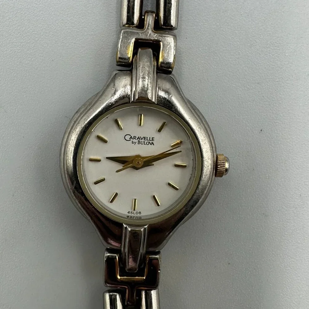 Caravelle by Bulova Watch Women Silver Gold Two Tone Small Dial 20MM New Battery